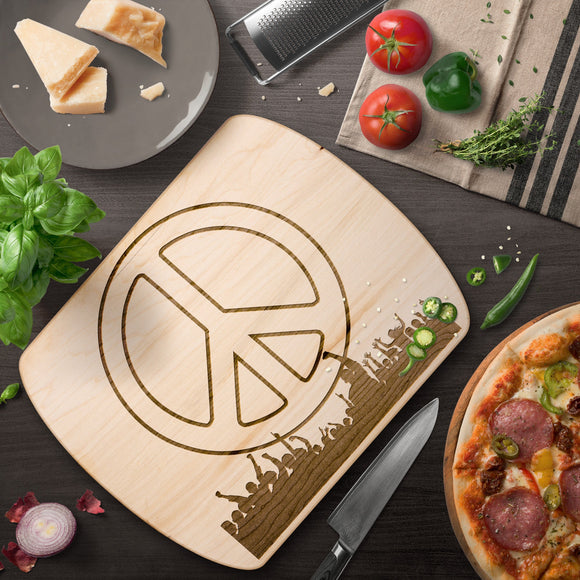 GIVE PEACE A CHANCE Hardwood Oval Cutting Board - My Pony Store